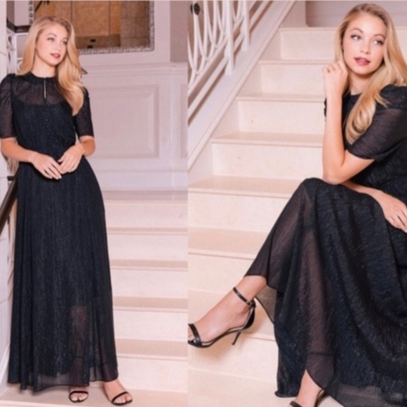 GAL Meets Glam Jolene  Shimmer Puff Sleeve Gown - Picture 1 of 16
